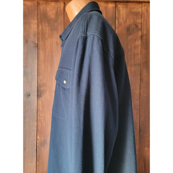 UNTUCKit Men 3XL Navy Blue Heavy Cotton Linen Button-Up Shirt Shacket Reissler - Picture 10 of 13